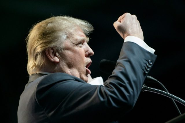 Donald Trump addresses Republican supporters during a rally in Charleston, on May 5, 2016