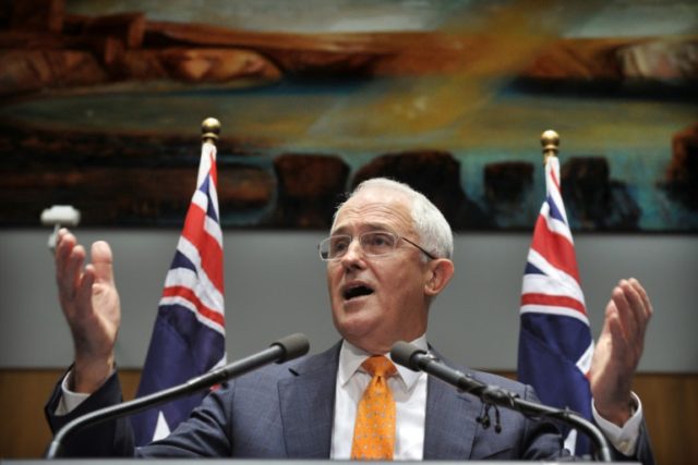 Australian Prime Minister Malcolm Turnbull speaks at a press conference calling the next f