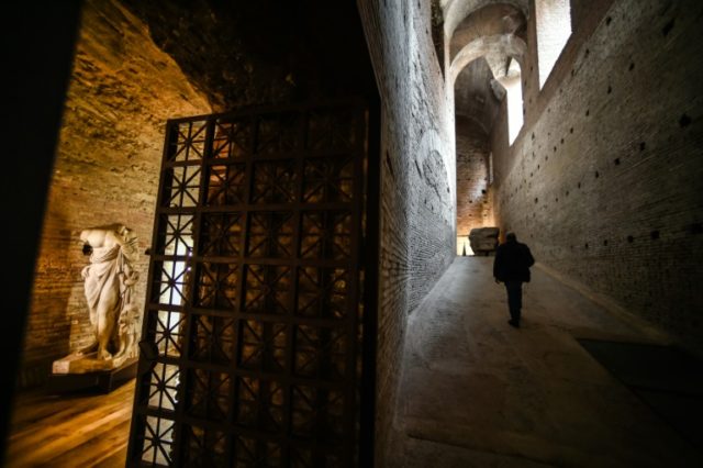 A man walks in the Ramp Imperial Domitian in the Ancient Roman Forum on October 20, 2015 i