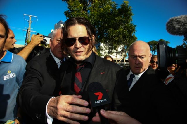 US actor Johnny Depp arrives at a court in the Gold Coast on April 18, 2016