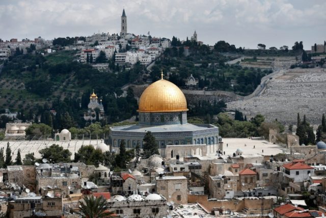 The Dome of the Rock is seen on the Al-Aqsa mosque compound surrounded by houses in Jerusa