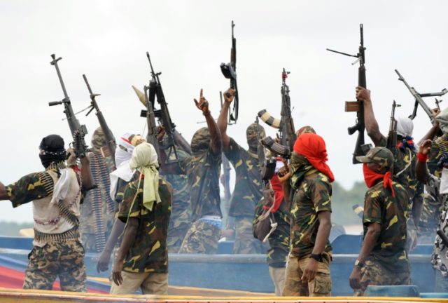 Fighters with the Movement for the Emancipation of the Niger Delta (MEND), pictured in 200