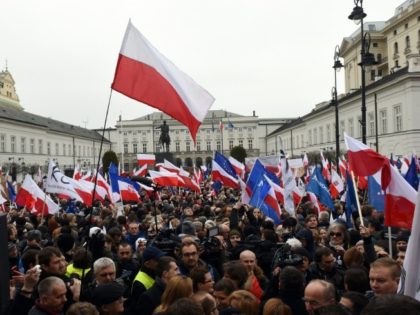 Thousands of people protested in front of the presidential palace in Warsaw in March over