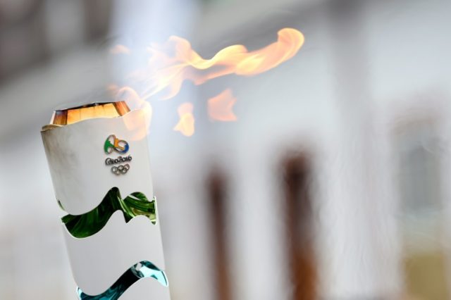 The Olympic torch arrives in Ouro Preto historic city of Minas Gerais, Brazil on May 13, 2