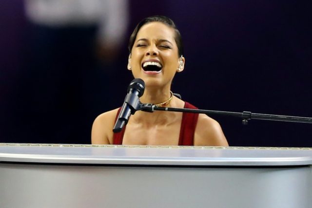 Alicia Keys performs the National Anthem prior to the start of Super Bowl XLVII on Februar