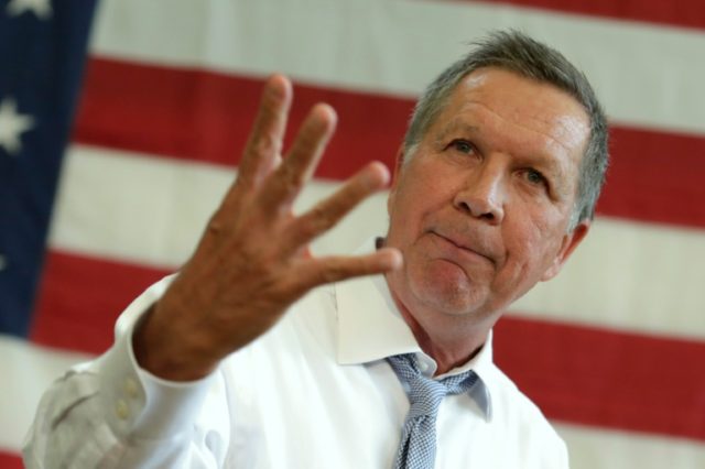 Republican presidential candidate John Kasich, pictured on April 25, 2016, will reportedly suspend his campaign