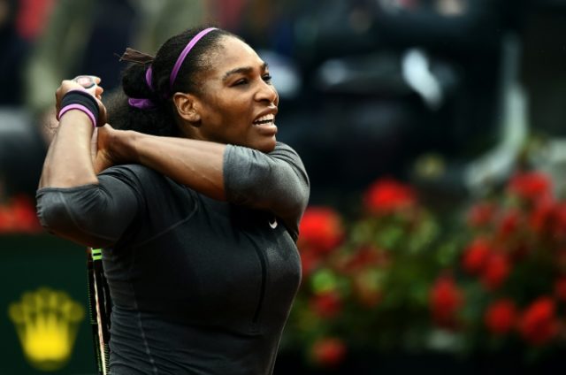 US Serena Williams returns the ball during her semifinal match against Irina-Camelia Begu