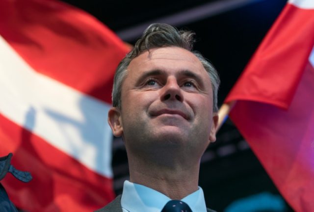 Right-wing Austrian Freedom Party (FPOe) presidential candidate Norbert Hofer at a campaig
