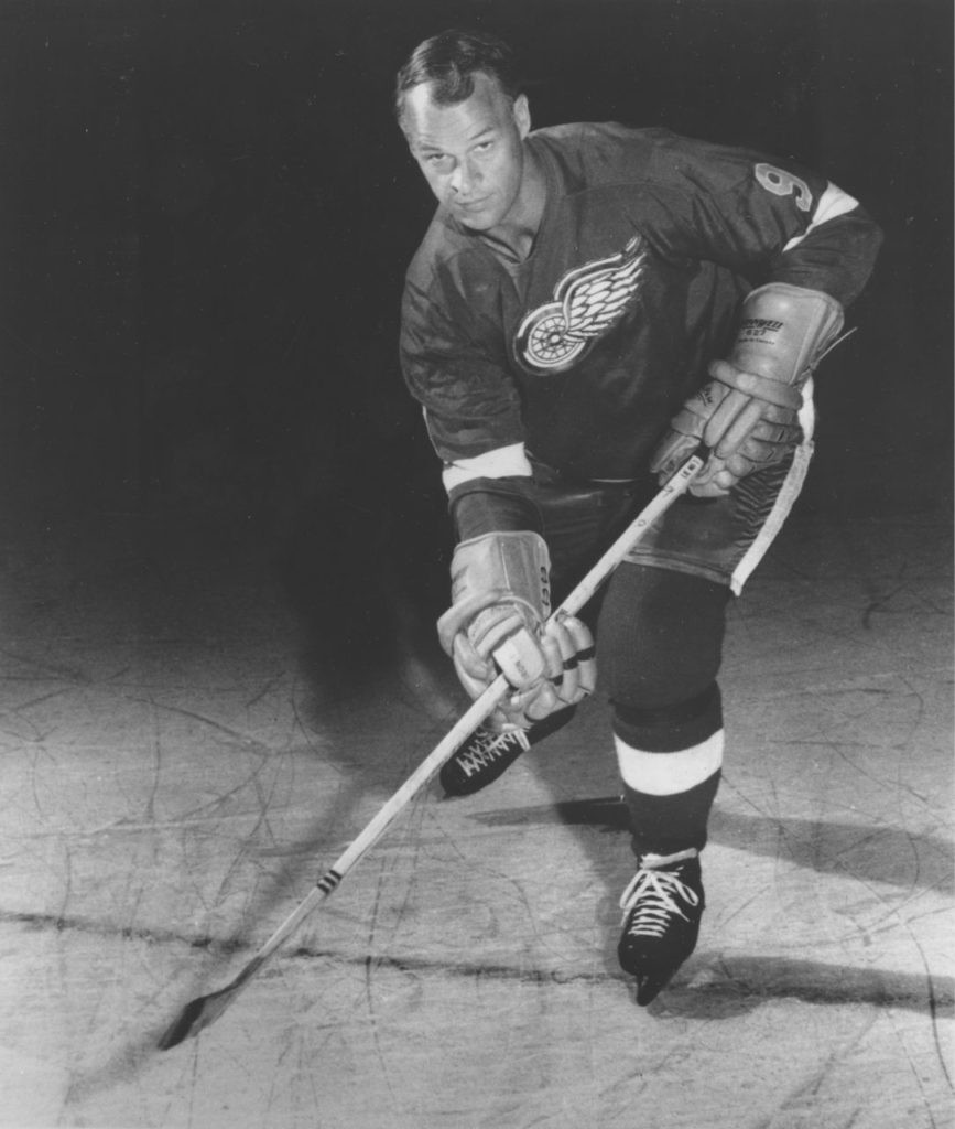 Canadian Gordie Howe, of the Detroit Red Wings in the National Hockey League, poses in action in Detroit, Mich., in Oct. 1966. (AP Photo)
