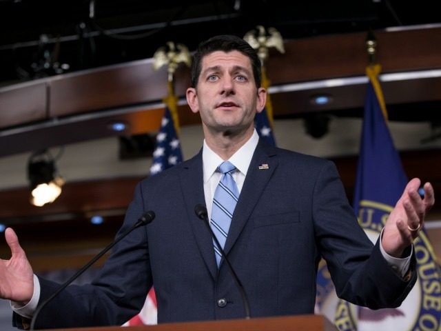 Speaker of the House Paul Ryan, R-Wis., meets with reporters at the Capitol in Washington,