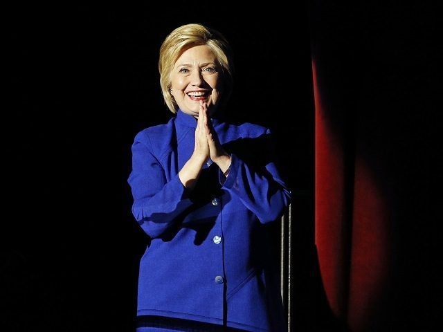 Democratic presidential candidate Hillary Clinton speaks at a concert at the Greek Theater
