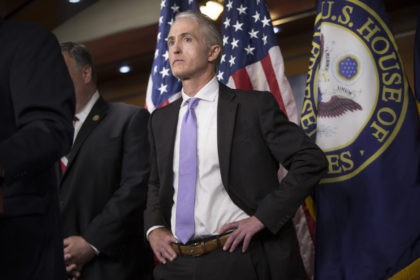 House Benghazi Committee Chairman Rep. Trey Gowdy, R-S.C., steps back as other Republican members of the panel discuss the final report on the 2012 attacks on the U.S. consulate in Benghazi, Libya, where a violent mob killed four Americans, including Ambassador Christopher Stevens, Tuesday, June 28, 2016, during a news …