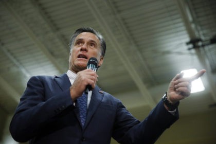 Former Republican presidential candidate Mitt Romney speaks at a Republican presidential c