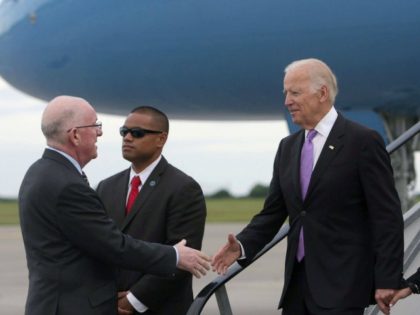 Vice President Joe Biden arrives at Dublin International Airport and is greeted by Charles