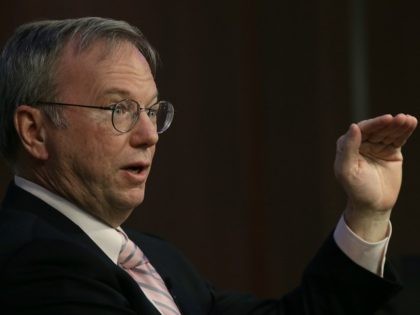 Google Executive Chairman Eric Schmidt speaks at the American Enterprise Institute March 18, 2015 in Washington, DC. Schmidt took part in a discussion on 'The Disrupters: Technology and the Case for Optimism.' (Photo by Win McNamee/Getty Images)
