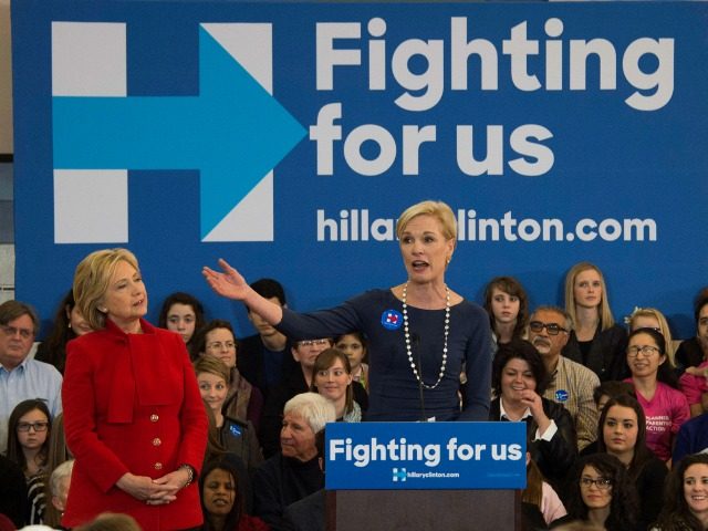 Presidential Candidate Hillary Clinton (L) is introduced by President of the Planned Parenthood Federation of America Cecile Richards at a campaign rally in North Liberty, Iowa, January 23, 2016