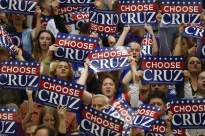 PROVO - MARCH 19: Supporters wave signs as Republican presidential candidate Sen. Ted Cruz