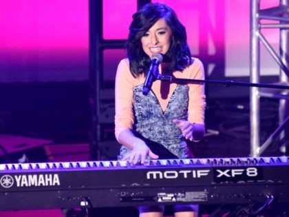Christina Grimmie performs at What's Trending's Fourth Annual Tubeathon Benefitting American Red Cross on April 20, 2016 in Burbank, California. (Photo by