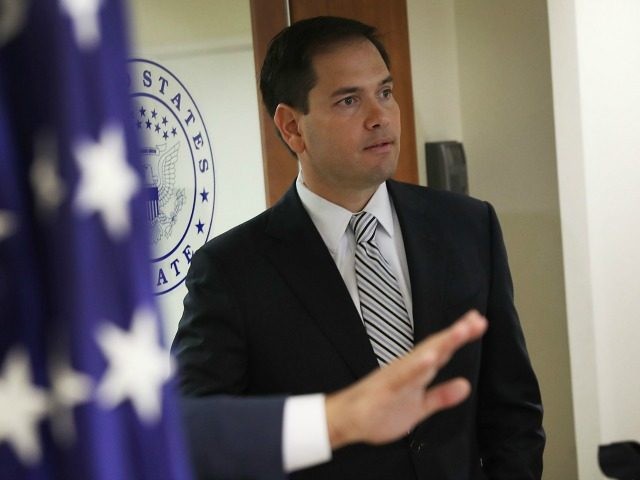 Marco Rubio (R-FL) speaks to the media to urge the United States Congress to pass funding