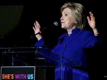 Democratic presidential candidate Hillary Clinton speaks onstage during the 'Hillary