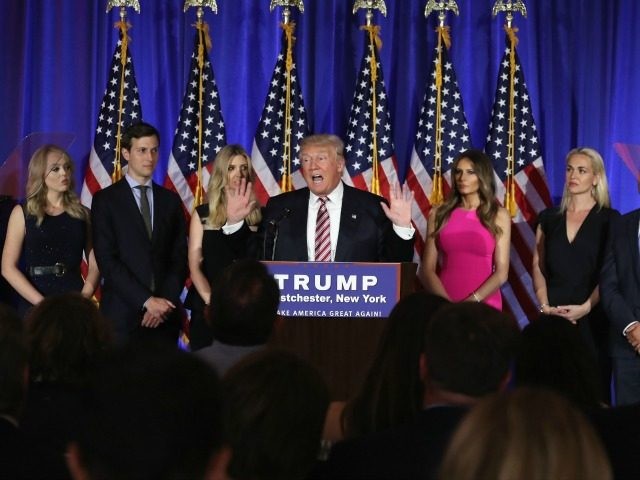 U.S. Republican Presidential candidate Donald Trump speaks following primary elections on