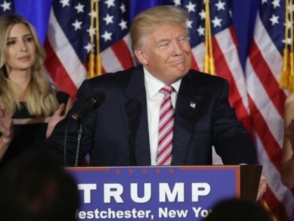 Republican Presidential candidate Donald Trump addresses supporters and the media followin