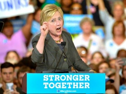 Presumptive Democratic presidential nominee Hillary Clinton speaks during a campaign event