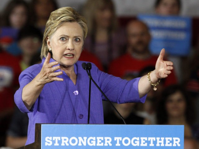 CINCINNATI, OH - JUNE 27: Democratic Presidential candidate Hillary Clinton addresses the