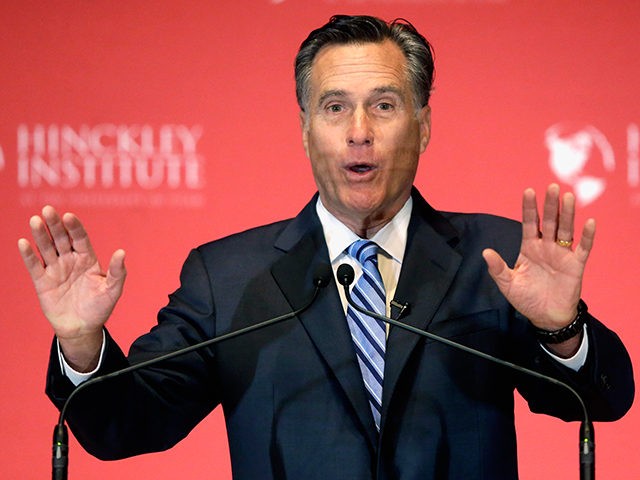 Former Republican presidential candidate Mitt Romney weighs in on the Republican presidential race during a speech at the University of Utah, Thursday, March 3, 2016, in Salt Lake City. The 2012 GOP presidential nominee has been critical of front-runner Donald Trump on Twitter in recent weeks and has yet to …