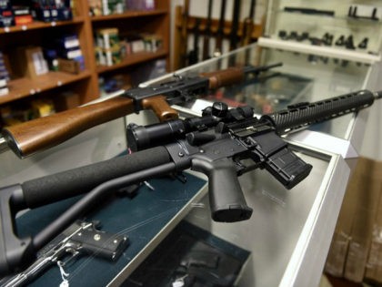 A US made AR-15 magazine-fed Armalite Rifle in a Helsinki weapons store Armalite Rifle on