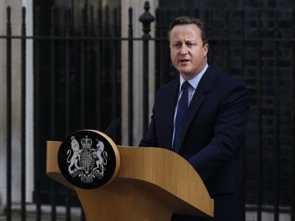 British Prime Minister David Cameron speaks to the press in front of 10 Downing street in