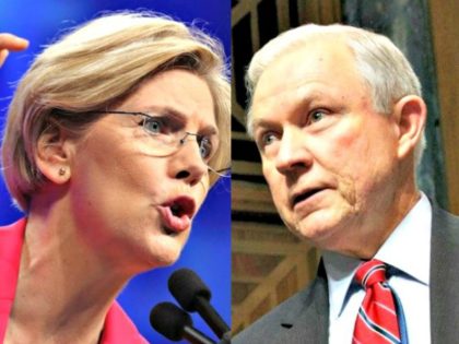 elizabeth warren and jeff sessions AP Photos