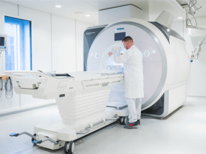 Benny Liberg prepares an MRI scanner at the Huddinge hospital, south-west of Stockholm, on April 15, 2016.