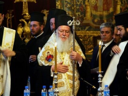 ISTANBUL, TURKEY - MAY 24: Ecumenical Patriarch Bartholomew I, the spiritual leader of the world's Orthodox Christians, participates in a pan-Orthodox synod to decide whether to stop recognizing the beleaguered patriarch of Jerusalem, Irineos I, at the Patriarchal Cathedral of St. George on May 24, 2005 in Istanbul, Turkey. Representatives …