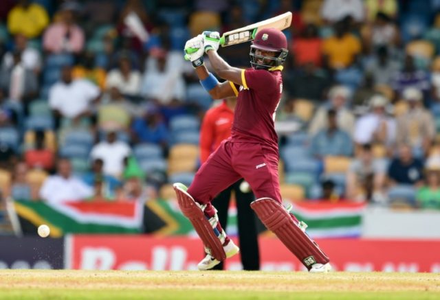 West Indies' Darren Bravo plays a shot during their 9th ODI match of the Tri-nation Series
