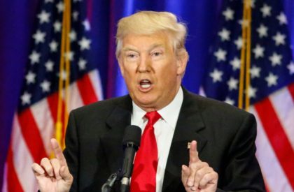 Presumptive Republican presidential nominee Donald Trump speaks at the Trump Soho Hotel in New York on June 22, 2016