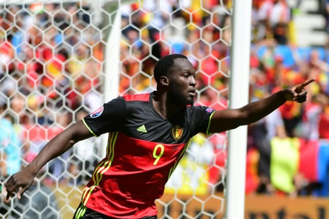 Belgium's Romelu Lukaku celebrates after scoring a goal during their Euro 2016 Group E mat