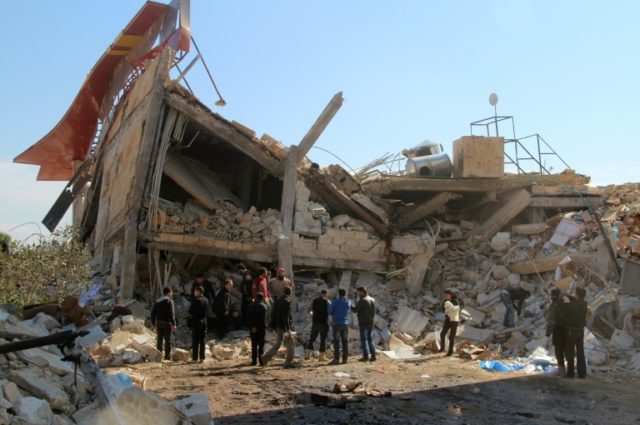 Rubble of a hospital supported by Doctors Without Borders (MSF) near Maaret al-Numan, in S