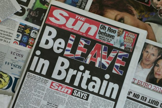 Britain's Sun tabloid is backing a Brexit