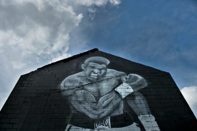 A mural with the image of boxing legend Muhammad Ali on June 4, 2016 in Louisville, Kentuc