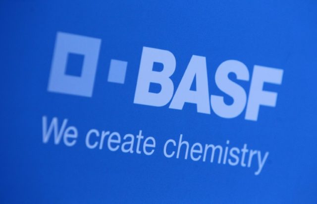 The logo of German chemicals giant BASF at the company's headquarter in Ludwigshafen, Germ