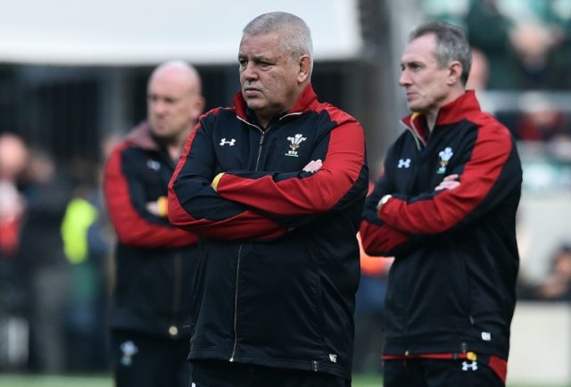 Wales' New Zealand coach Warren Gatland (C) has made two changes to his Test team to play