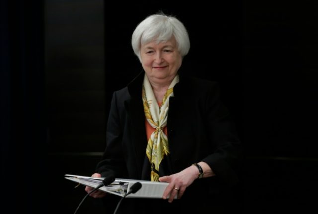 Federal Reserve Chair Janet Yellen arrives for a news conference following the Federal Ope