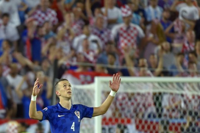 Croatia's midfielder Ivan Perisic celebrates his goal during the Euro 2016 match between C