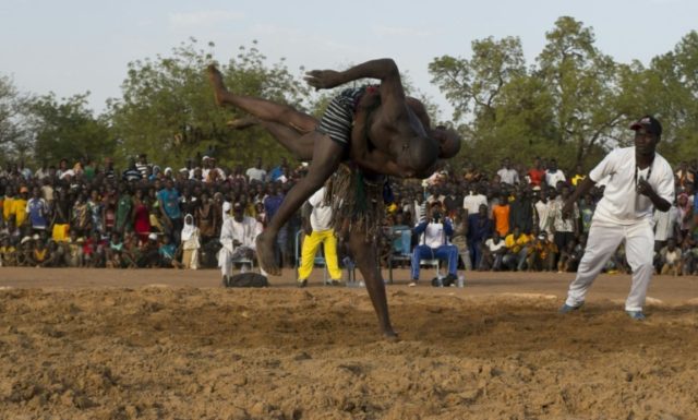 Wrestlers compete in the National Wrestling championship in Tougan, an annual national cha