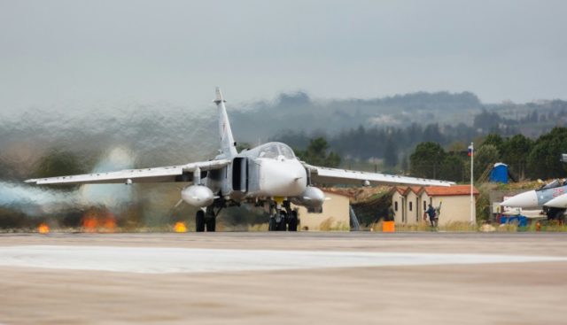Russian warplanes, like the Sukhoi Su-24 bomber, have been carrying out an air war in supp