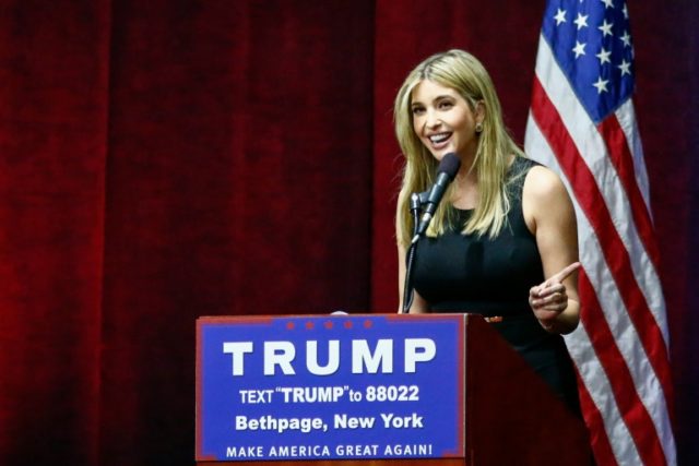 Ivanka Trump speaks before the arrival of her father, US Republican presidential candidate