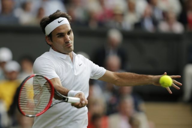 Switzerland's Roger Federer in action on the first day of the 2016 Wimbledon Championships