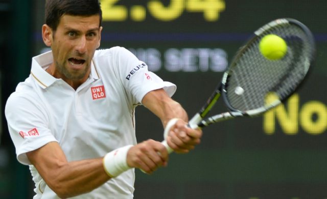 Serbia's Novak Djokovic in action against Adrian Mannarino of France during their second r