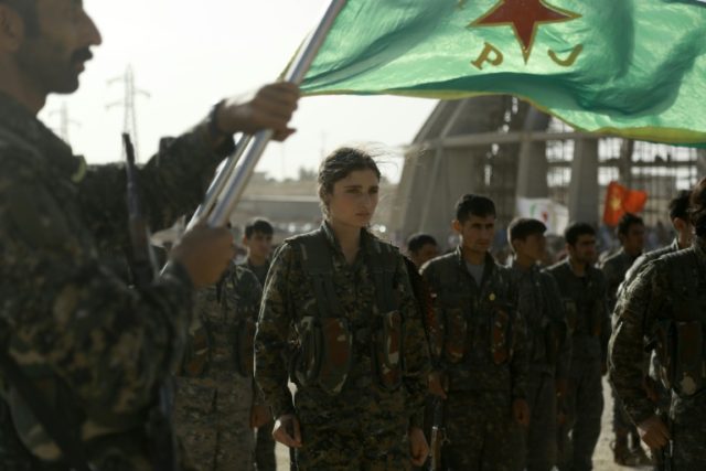 Syrian Kurds, pictured here during the funeral of fighters on June 4, 2016, are backed by